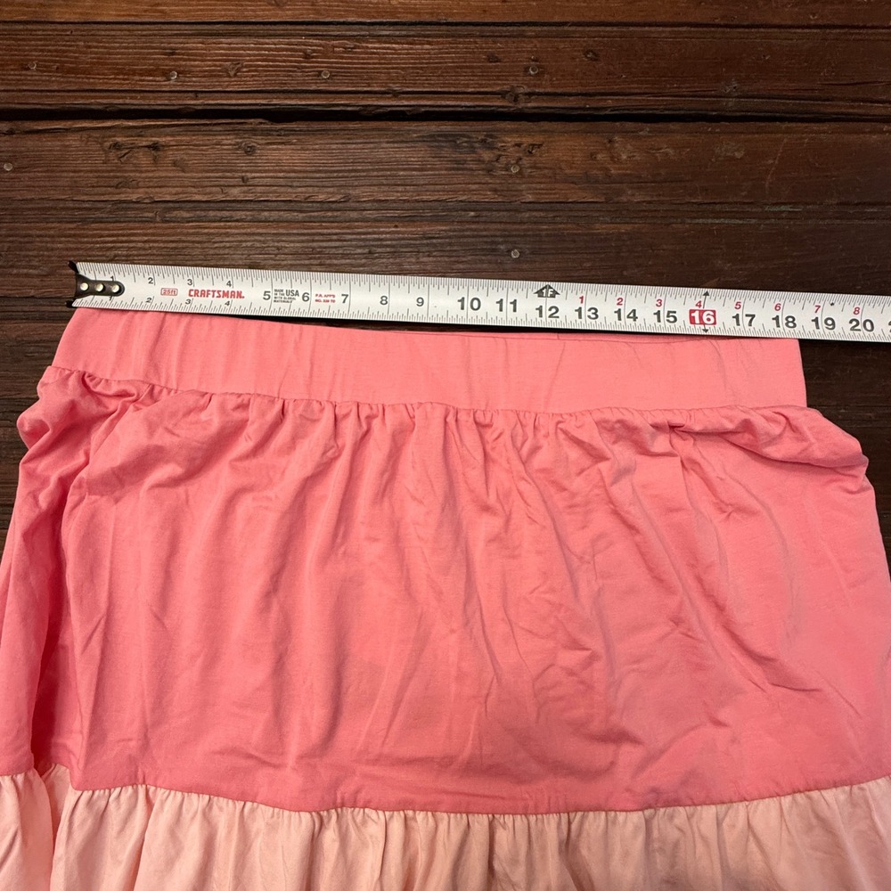 Lands End Womens 1X Colorblock Tiered Midi Skirt Pink Orange Cotton Modal NEW - Picture 8 of 9